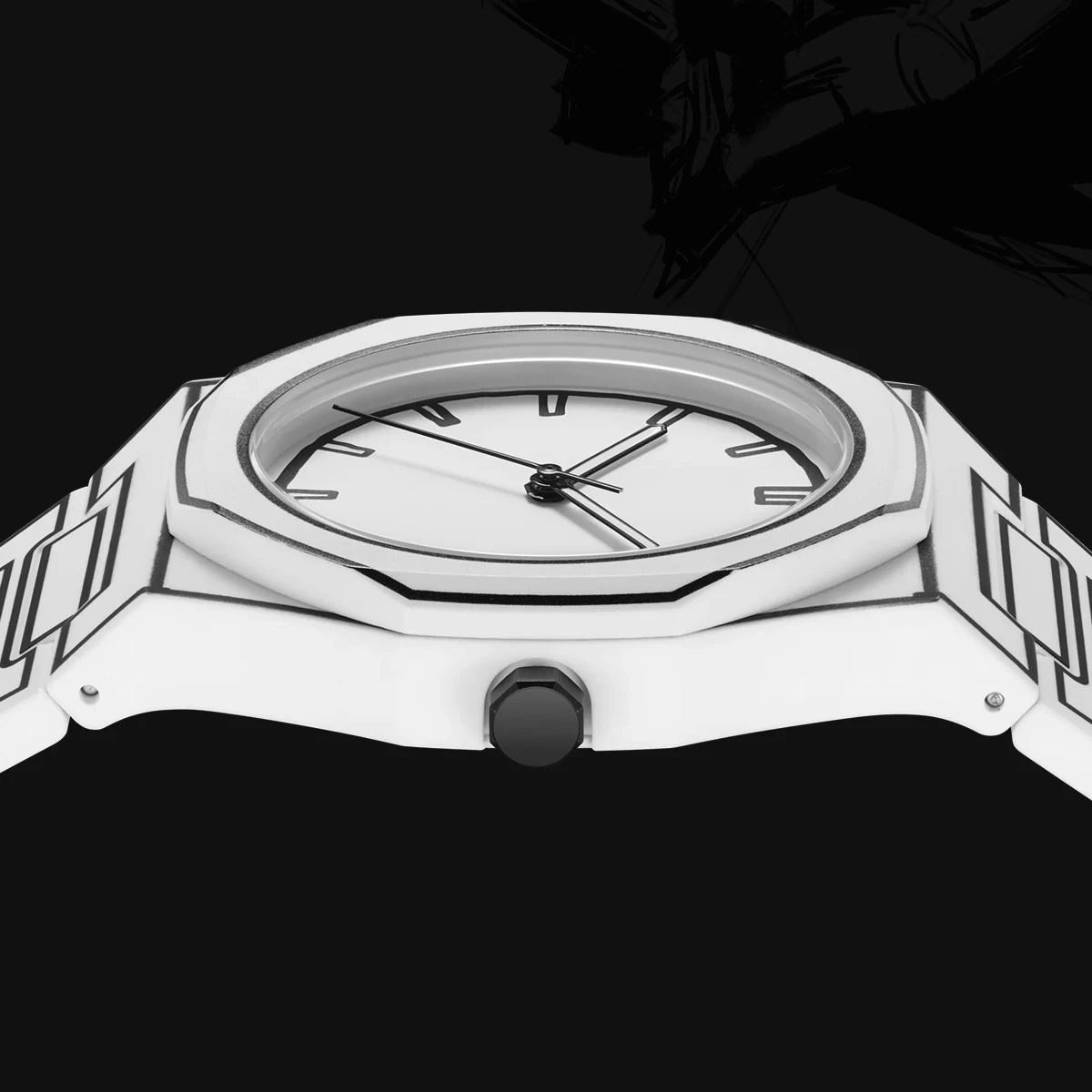 Minimalist Men's Fashion Quartz Watch Sketching Creative Sports and Leisure Watch Creative Design Waterproof Clock Watch