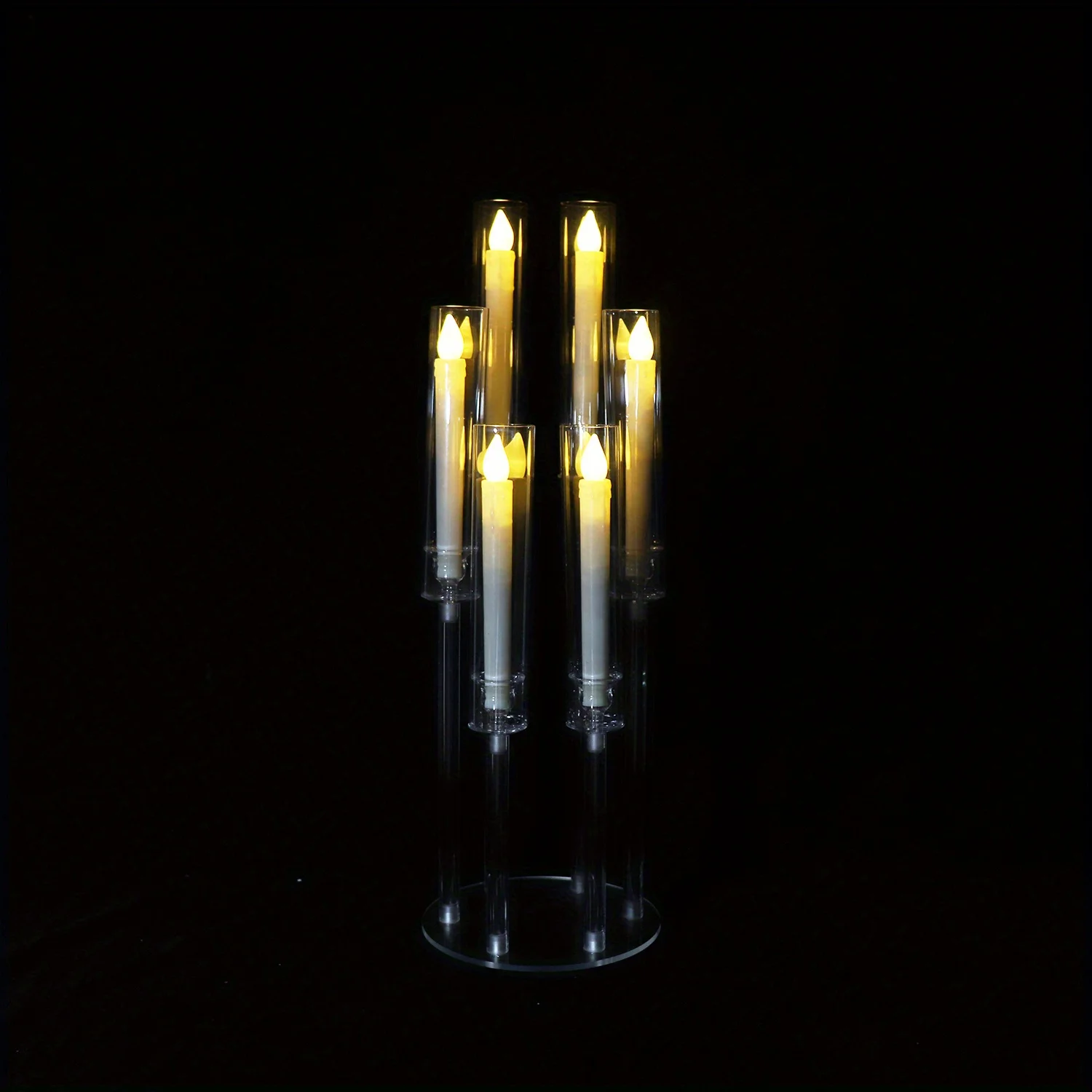 1PC 6 Arms Clear Acrylic Candle Holder, Wedding Decoration Candlestick Table Decoration Centerpiece Candelabra,Western