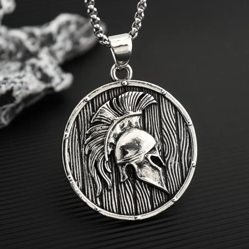 Fashionable And Domineering Spartan Warrior Retro Medal Pendant Necklace Brave Personalized Sweater Clavicle Chain