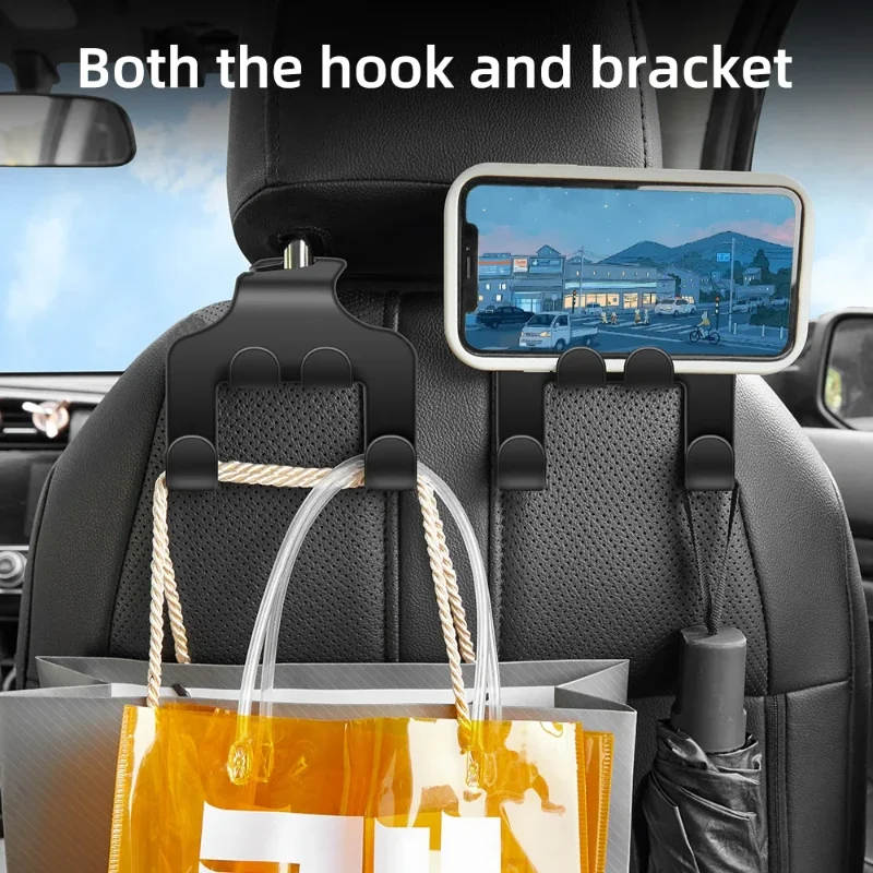 1/2pcs Multifunctional Car Seat Back Hook Double Head Phone Hanger Headrest Hanging Bag Storage Hanger Car Interior Accessories