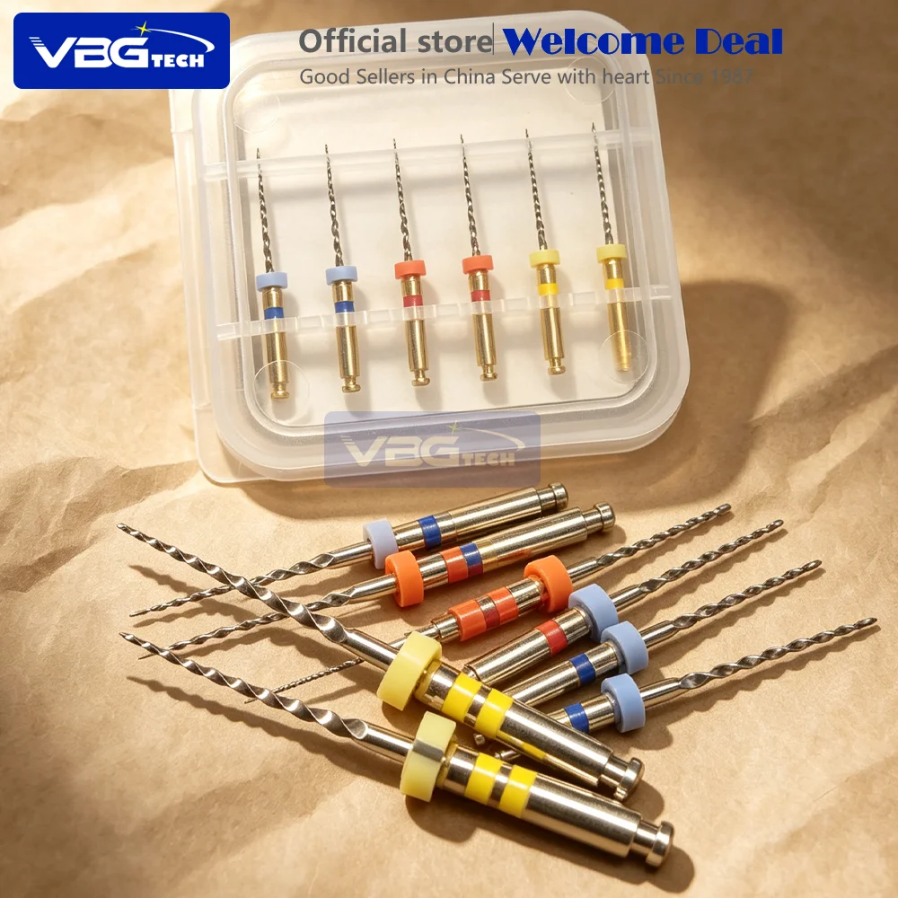 6PCS NiTi Rotary Files Dental Engine Root Canal File for Children's Primary Teeth Endodontic Treatment Pedodontic Supplies