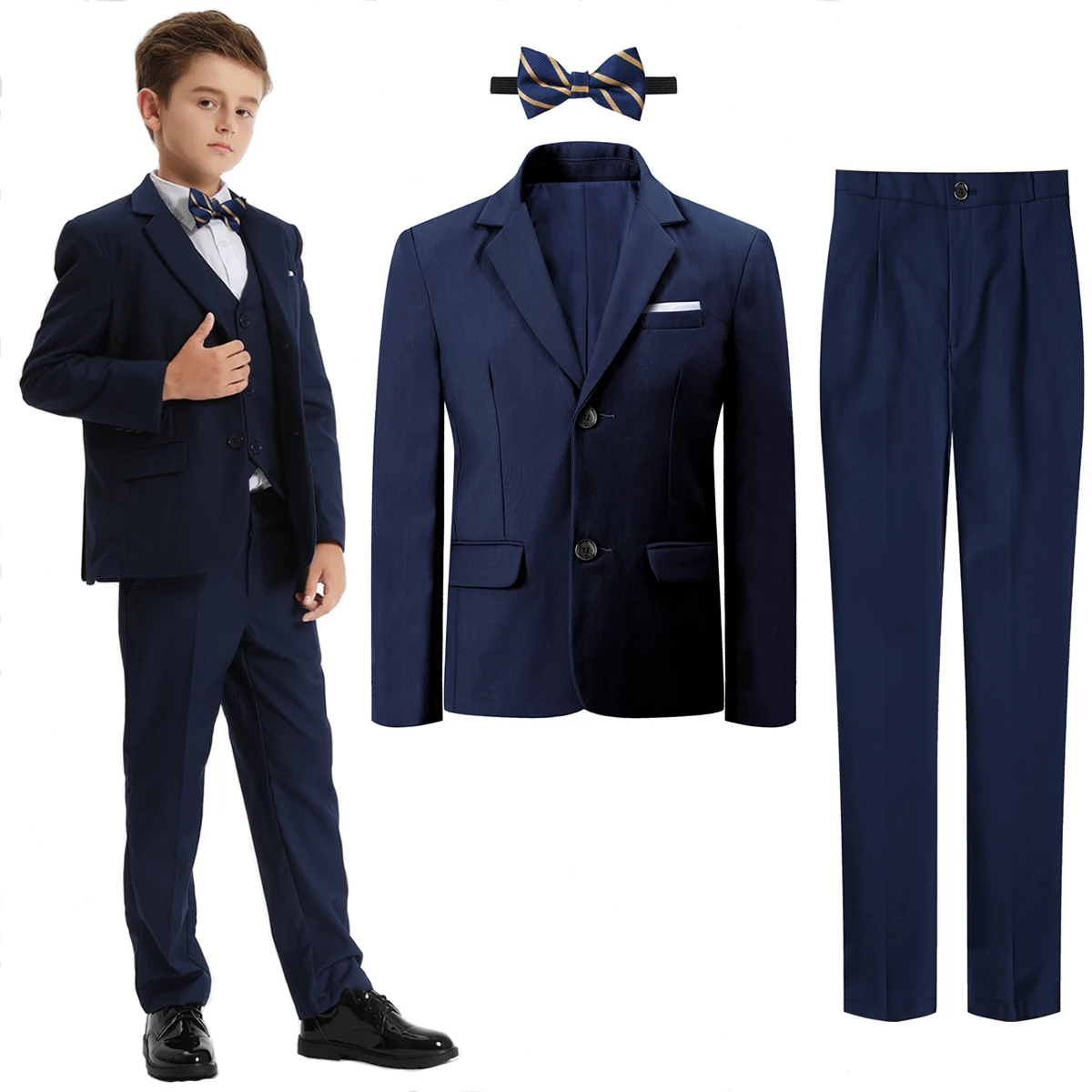 Suit for Kids Boys Easter Outfit Church Party Blazer Wedding Ceremony Flower Piano Performance Birthday Gift Clothes Set 3 PCS