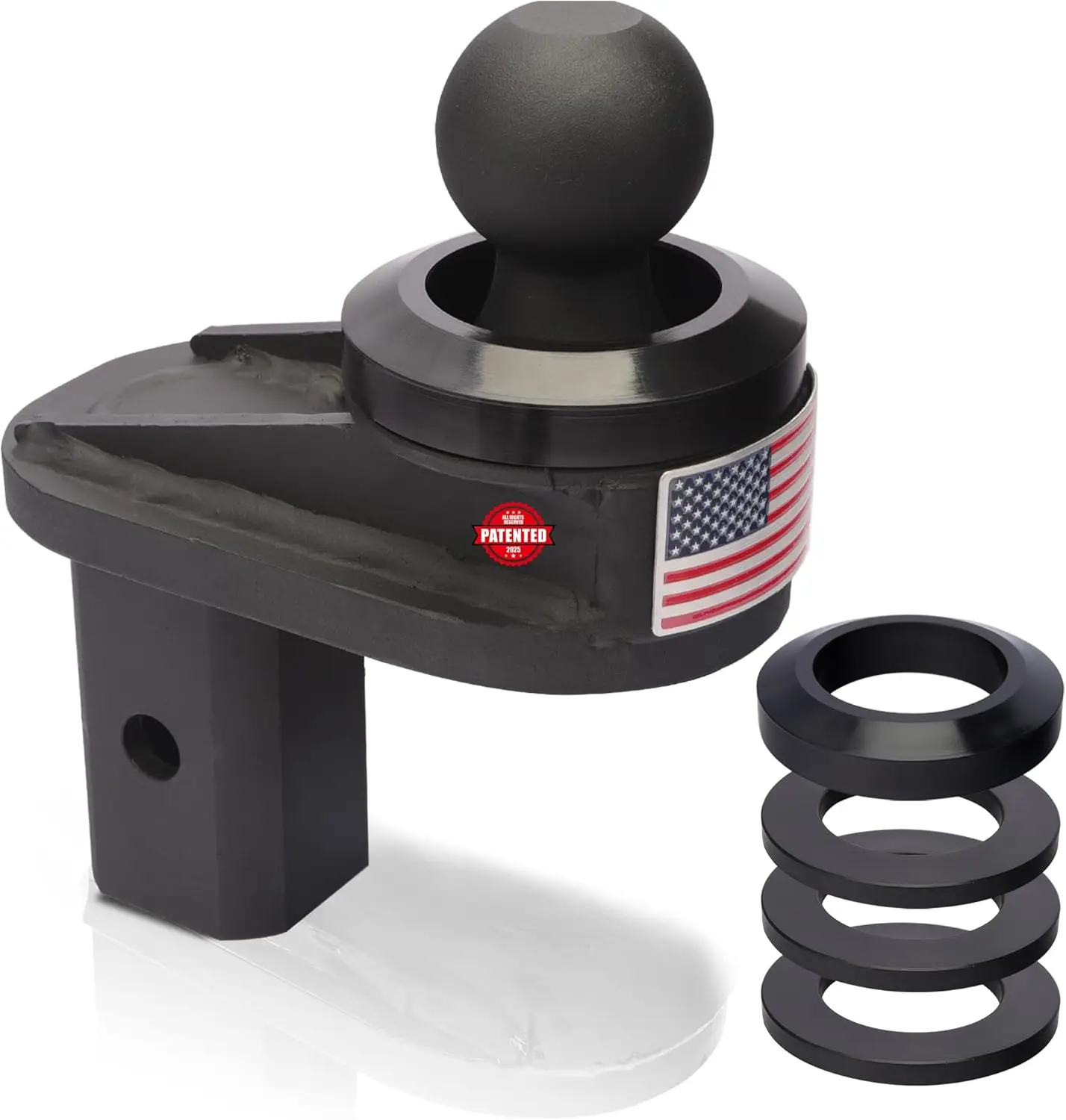 

4' Offset Gooseneck Hitch Extender with Reinforced Ribs, 4PCS PU Washers for Short Bed Trucks