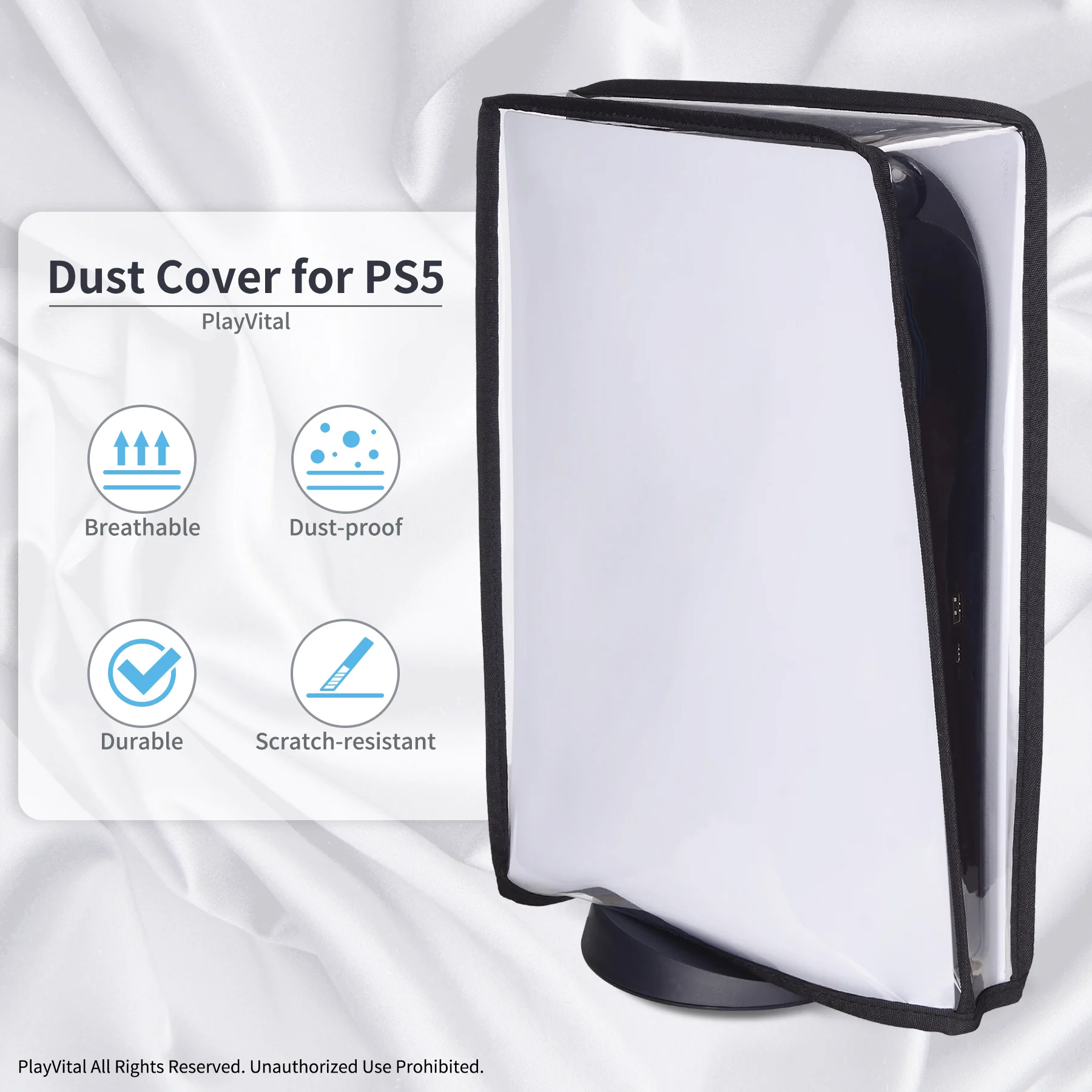 PlayVital 투명 먼지 커버, 방수 먼지 가드, 스크래치 방지 슬리브, ps5 콘솔 디지털 에디션 및 디스크 에디션