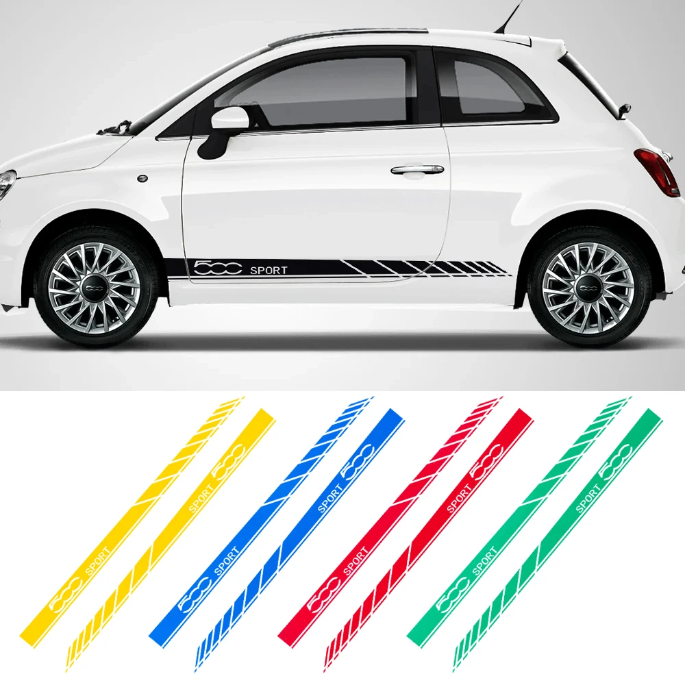 2Pcs Car Side Stripes StickersAuto Vinyl Film Decals DIY Styling For 500 500X 500C 500E Prezzo Decor Tuning Sticker Accessories