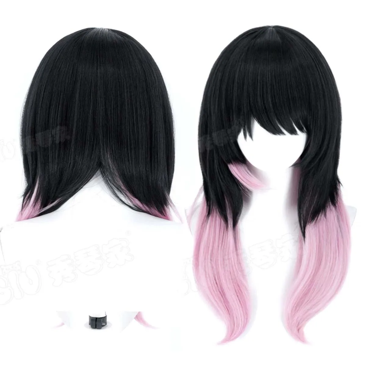 Arakawa Akane Cosplay Wig Akane-banashi Black Pink Gradient Medium Layered Hair Heat Resistant Synthetic Wig for Anime Cosplay