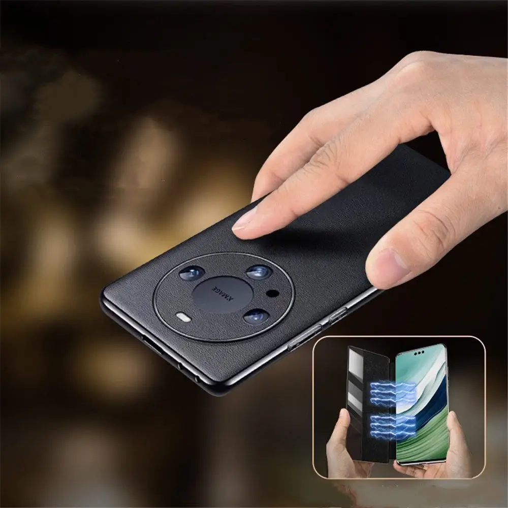 حافظة قلبة مغناطيسية لهاتف huow Mate60 Pro ، جلد البقر الفاخر ، غطاء حامل رؤية النافذة