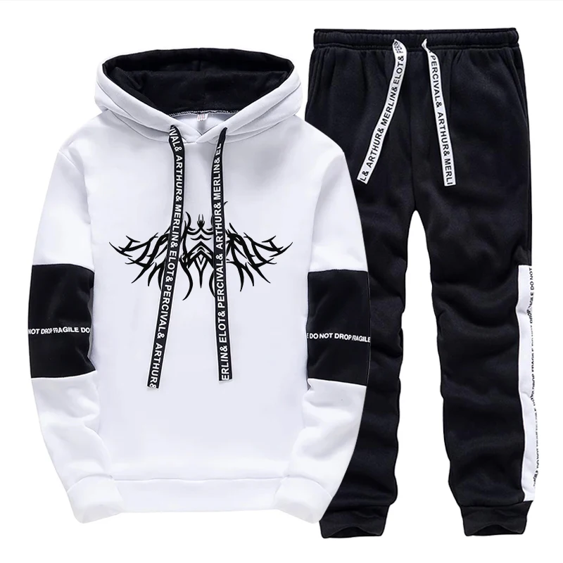 

Hot Sale Korean Style Hooded Sweatshirts 2pcs Set High Quality Mens Daily Casual Sports Jogging Suit Urban Fashion Streetwear