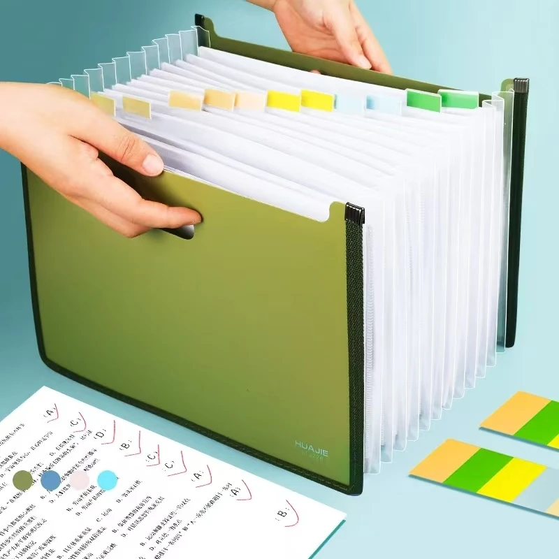 HUAJIE Organizzatore di file per fisarmonica ispessito, cartella con inserto multistrato verticale, scatola di immagazzinaggio di carta per studenti, cartella di carta di prova