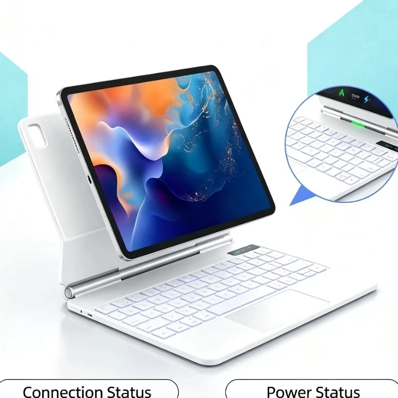 Lightweight Tablet Keyboard Cover Pogo Pin Connect Trackpad for iPad Pro 11 iPad Air 6 11 2024 iPad Air 11 M3 iPad Air4 Air5 10.
