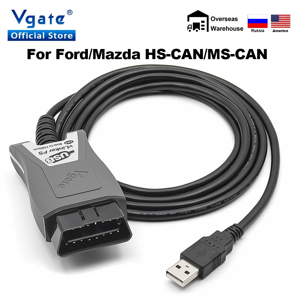 

USB-адаптер Vgate vLinker FS OBD2 для Ford FORScan для Mazda HS/MS-CAN ELM327 OBDII, автомобильный диагностический сканер, интерфейсные инструменты