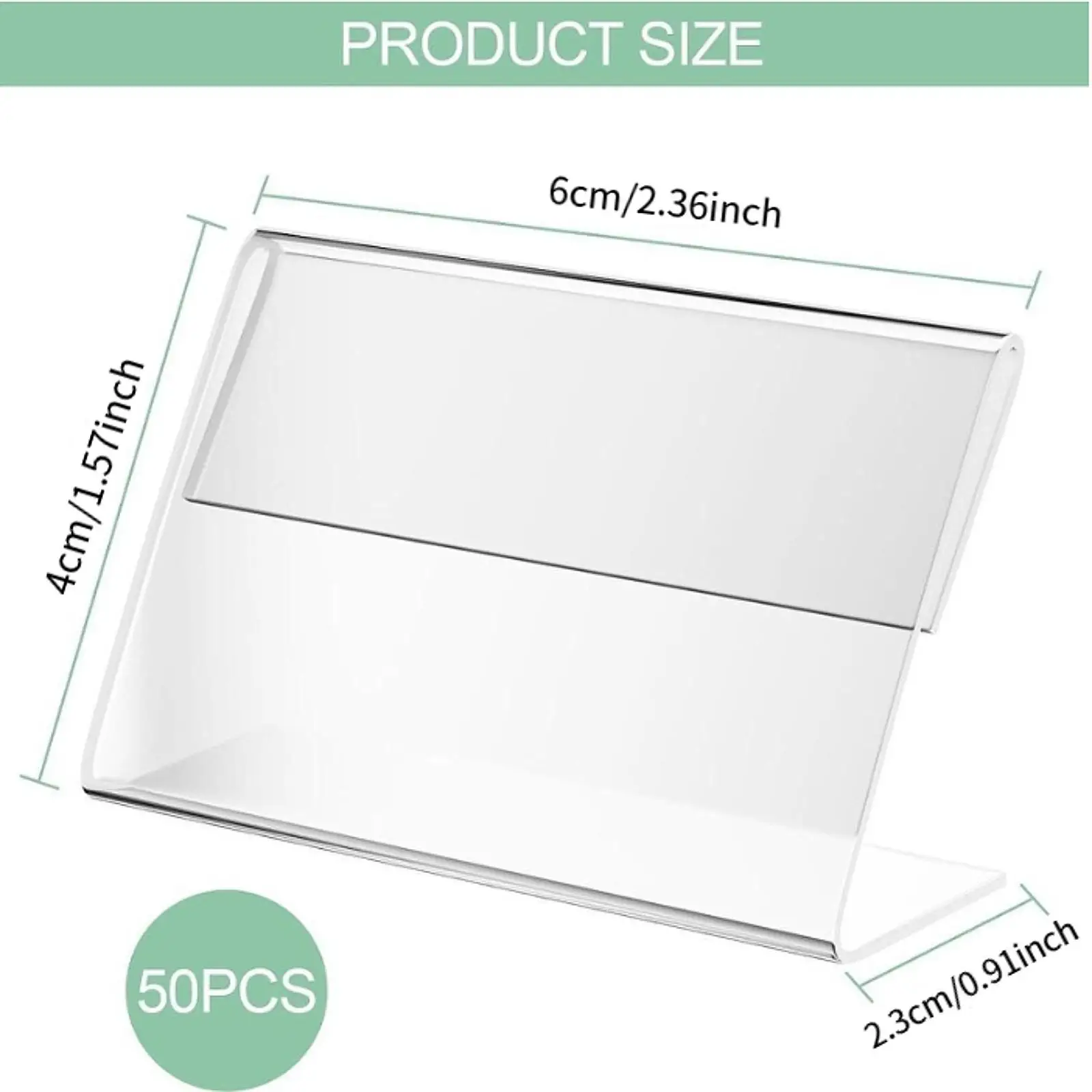 Transparent Acrylic Label Holder Space Saving Price Name Tag Stand Convenient Sign Display for Shop Office Restaurant Table