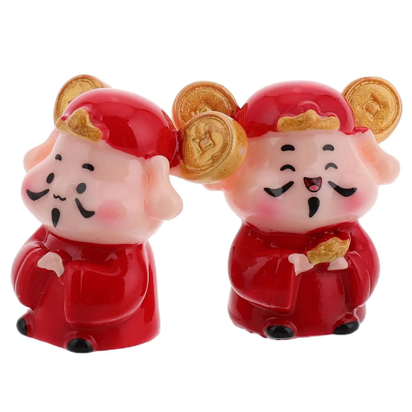 

2Pcs Car naments Resin Dashboard Accessories Chinese New Year Decor Home Office Wealth Charms Feng Shui Holiday Supplies Lucky