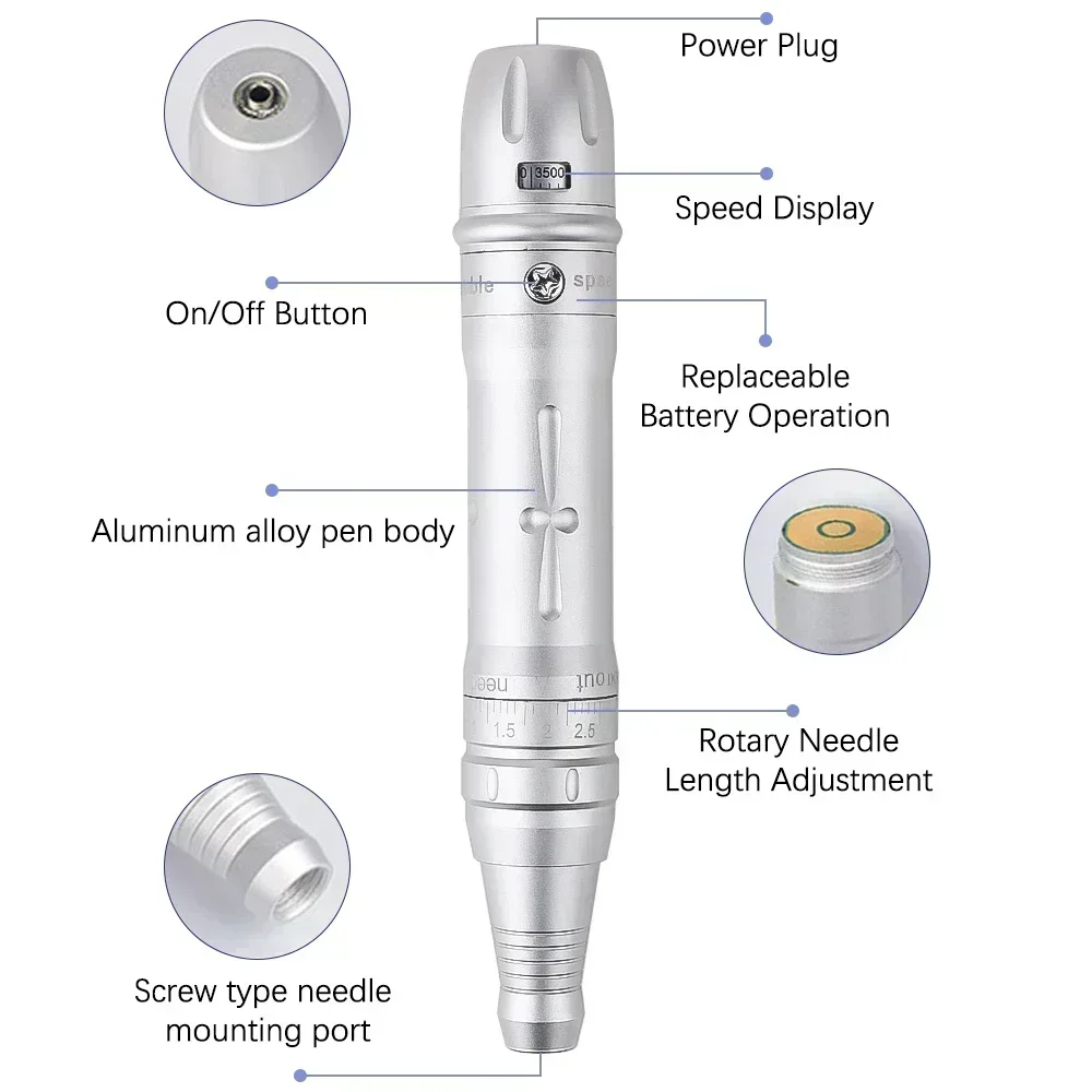 Portable Tattoo Machine Pen Eyebrow Lip Permanent Makeup Pen Semi-PMU Pens Eyebrow Lip Piercing Gun Microblading Supplies Kit