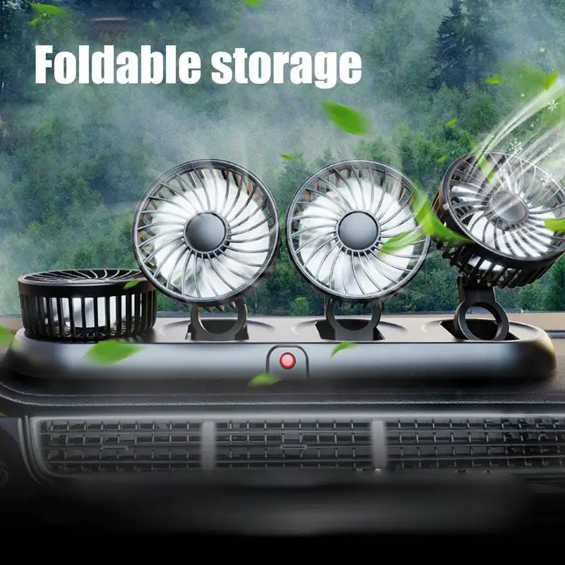 

Electric Car Cooling Fan 4 Head 3 Speed Air Circulator Fan With Strong Wind 360 Adjustable 12V/24V USB Fan For Truck RV SUV