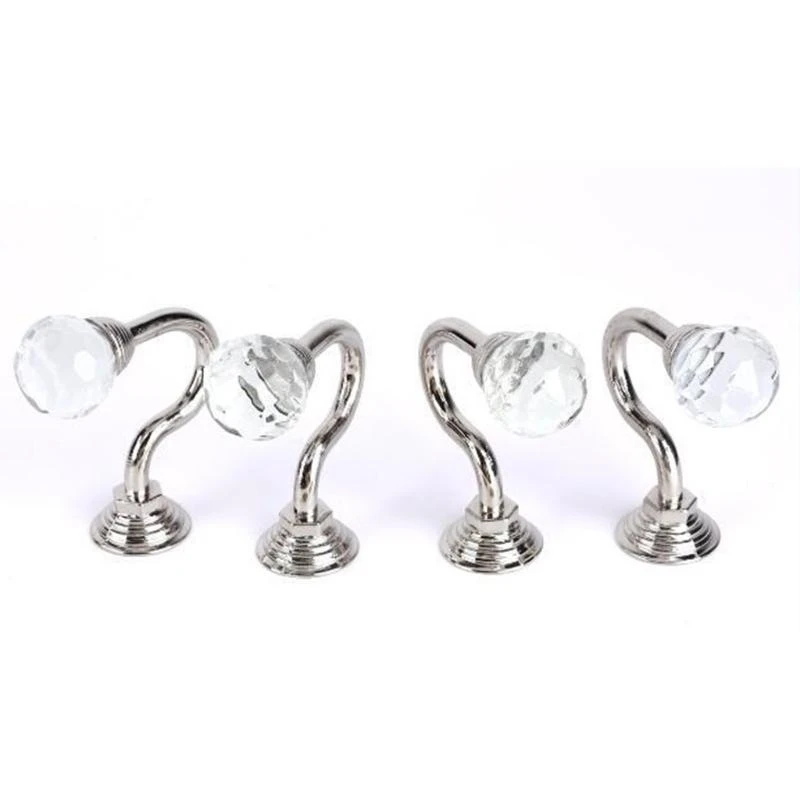 R1WA Exquisite Curtain Holdbacks 2PCS U Shaped Hook with Crystal Ball Wall Mounted Tassel Curtain Tieback HookTiebacks