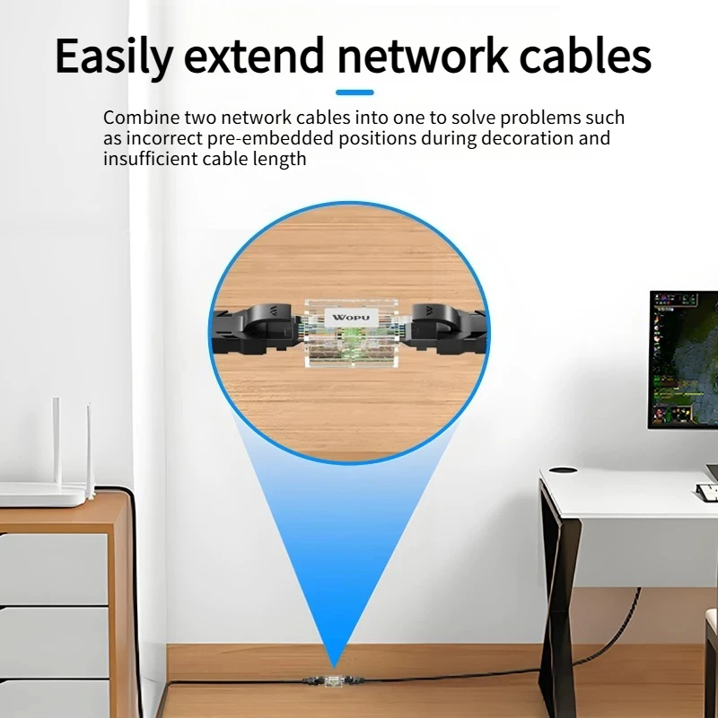 RJ45 Gigabit Waterproof Network Cable Docking Head Extension Straight Through Interface Connector