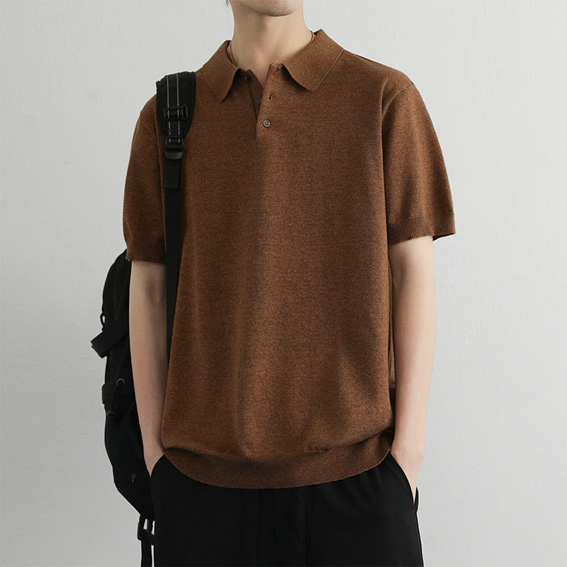 

Мужской вязаный тонкий свитер с отложным воротником для повседневной носки, весна-осень, деловой стиль