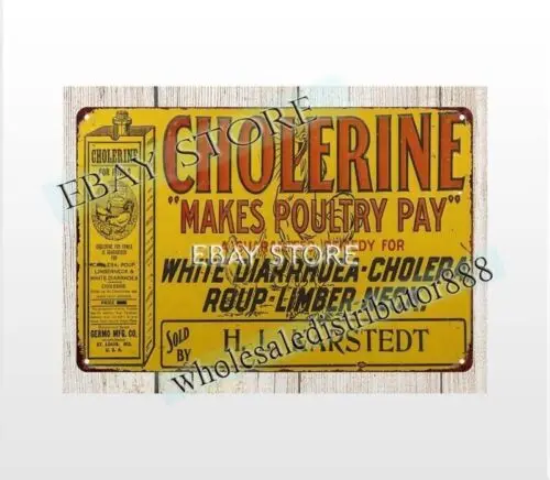 reproductions for sale Cholerine Poultry Remedy metal tin sign