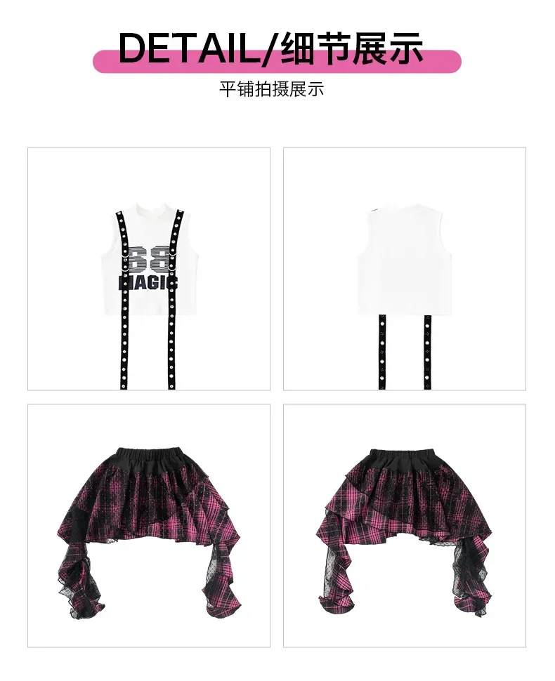 Mädchen Jazz Hip-Hop Tanzkostüme Set Bühnenoutfits für Mädchen Gruppen Kpop Mode Laufsteg-Show Tanzbekleidung Sets – Detail 14