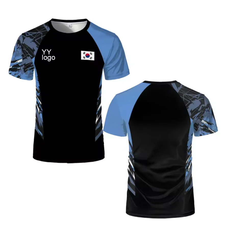 Men's fast drying badminton T-shirt, YY logo, tennis uniform, Korean team match jersey, sportswear