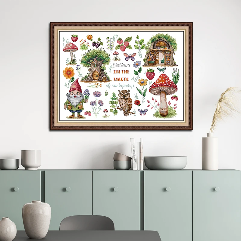 

Карлик Волшебный Дом Набор для вышивки крестом Art Craft HD Узор Аида 16/14/11CT Счетный штампованный холст DIY Набор для вышивания Домашний декор