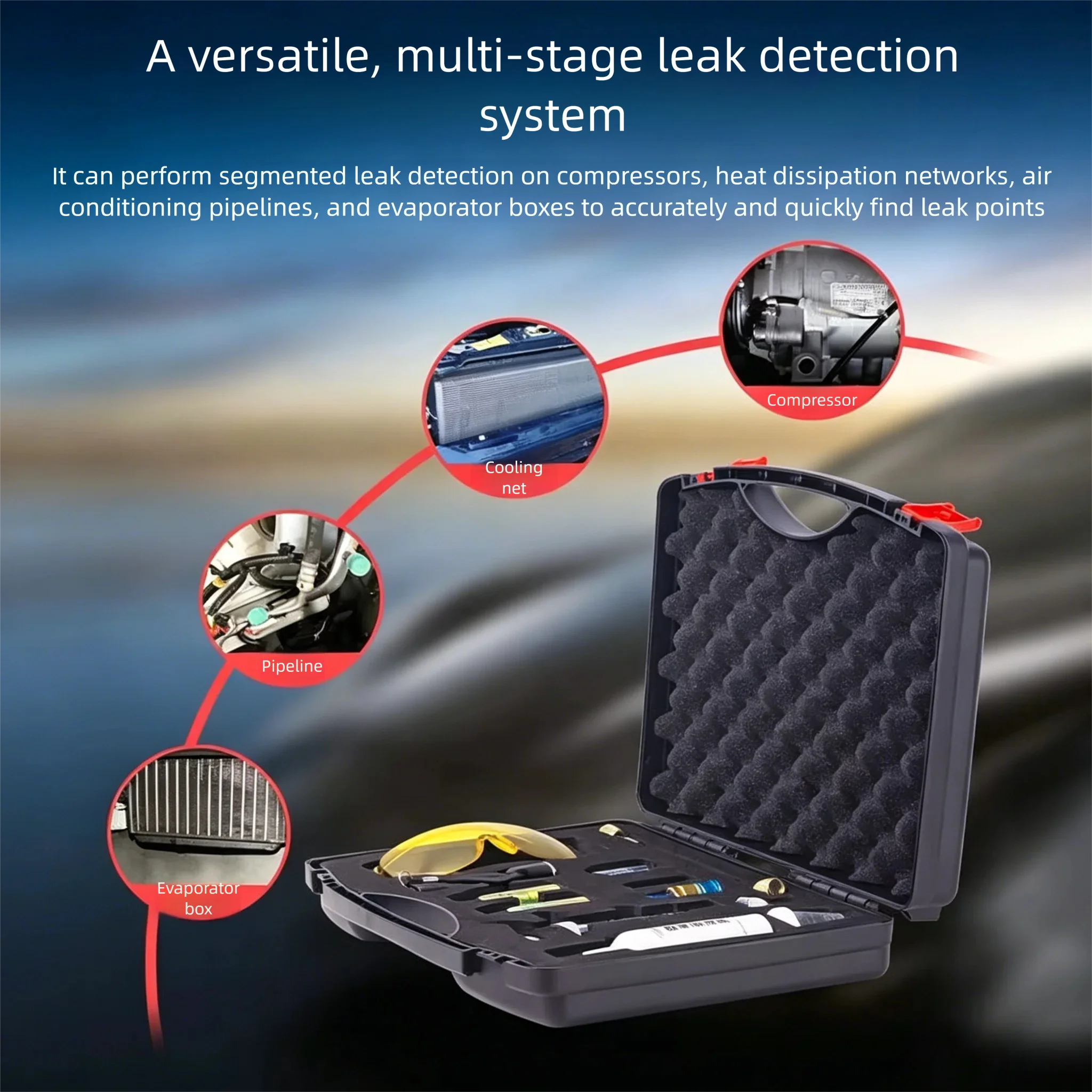 UV Fluorescent Agent Automotive Air Conditioning Leak Detection Kit Car AC Leak Tester Repair Tool Set for Refrigeration System
