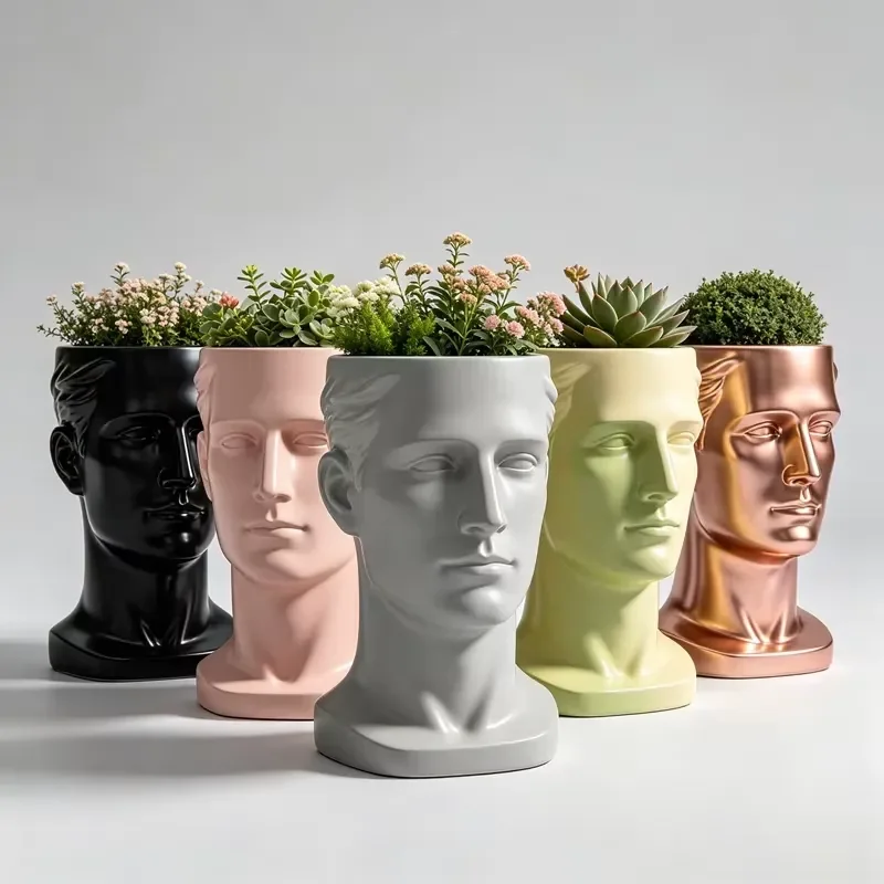 A44 Rabbit Shape Flower Pot Cartoon Animal Planter Art Sculpture Vase Custom Resin Crafts for Shopping Mall Garden Salon
