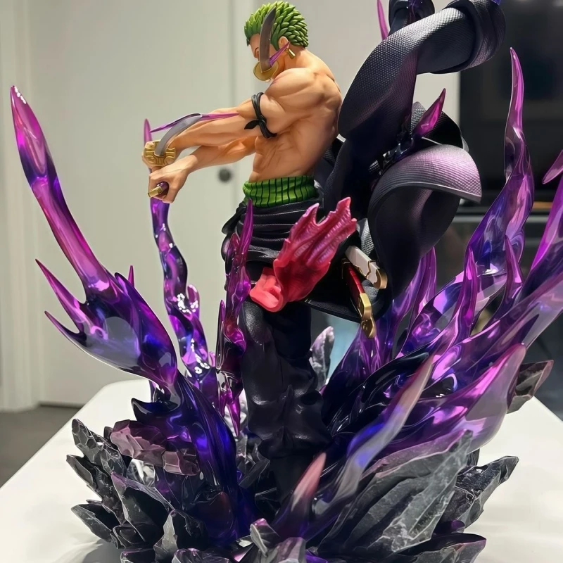 새로운 원피스 34cm Jt 풀 페인팅 로로노아 조로 Gk 피규어 전투 장면 스태츄 인기 애니메이션 캐릭터 데스크탑 장식