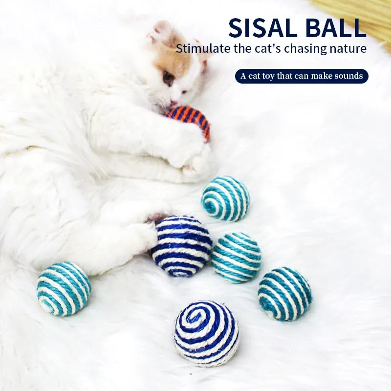 Sisal Ball Cat Toy Ball Amusing Cat Walking Toys Cat Scratching Ball Pet Supplies G376A