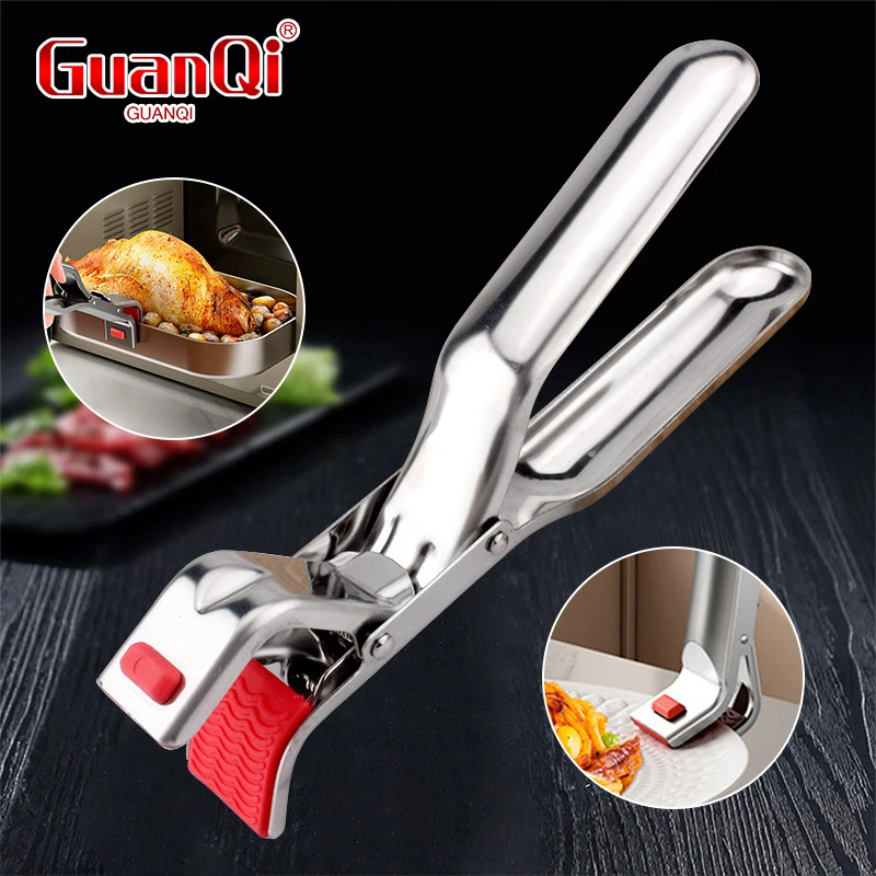 Stainless Steel  Hot Dish Plate Anti-Scald Clip Clamp Pot Pan Air Fryer Dish Plate Retriever Tongs Kitchen Cooking Supplies