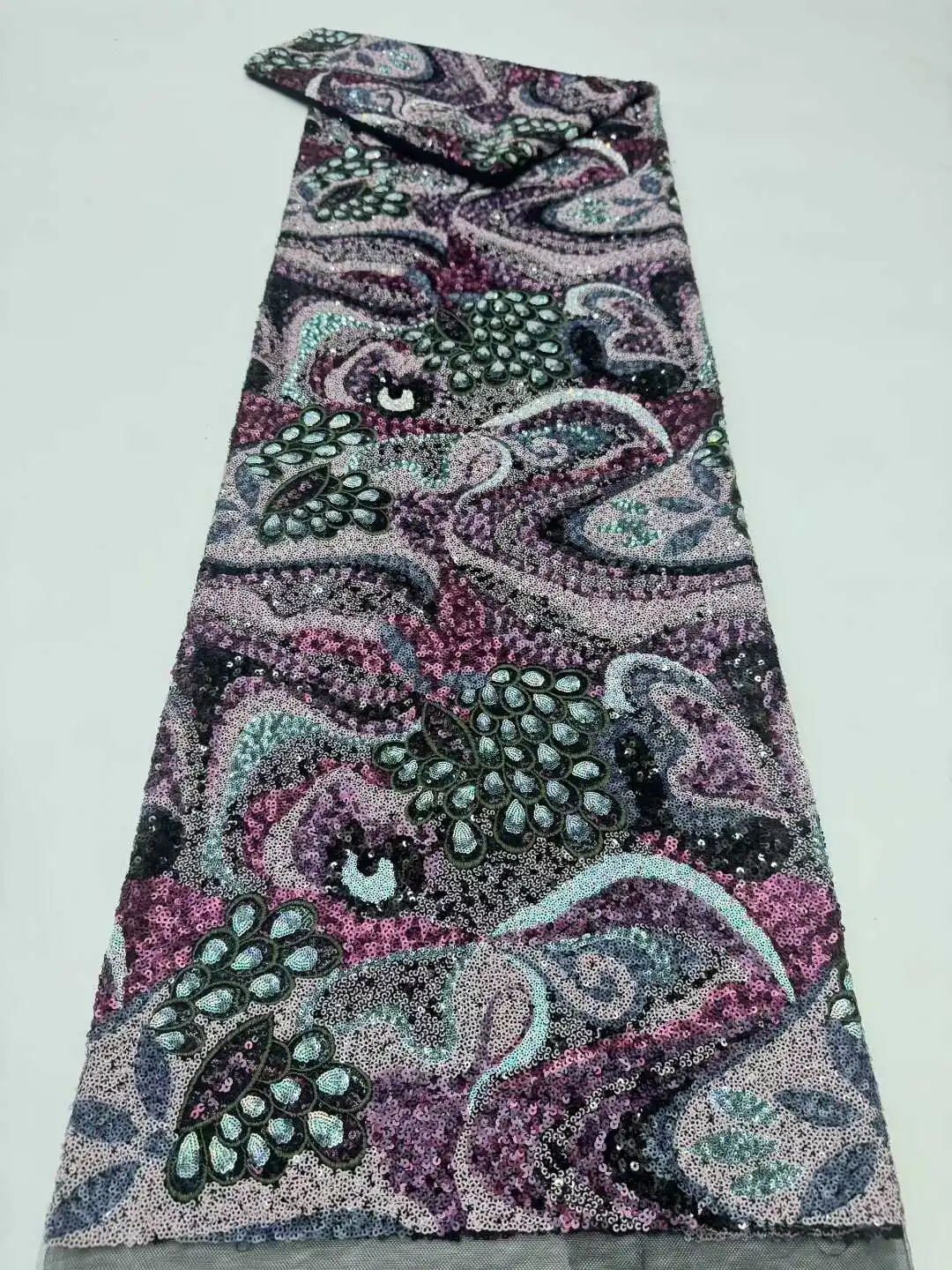 Tessuto di pizzo con perline ricamate francesi eleganti alla moda di lusso africano nigeriano con tessuto di paillettes per cucito di abiti da sposa