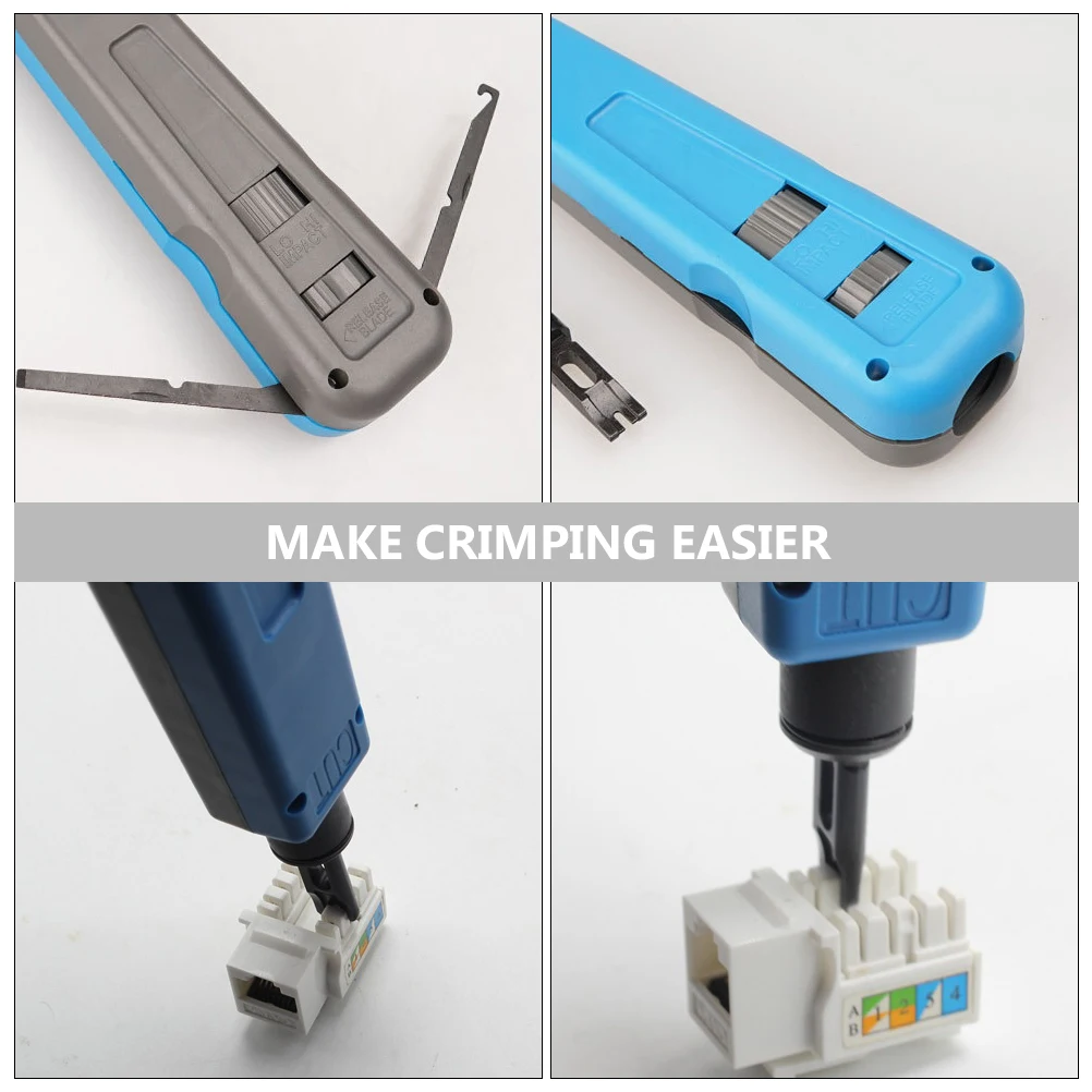 

Punch Down Tool Crimping Pliers Durable Steel Wire Strippers Adjustable Impact Force Network Cable Termination Storage