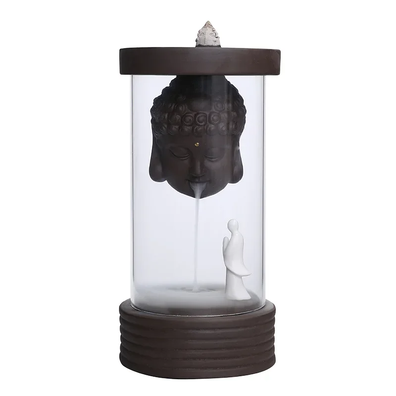 1pc, Buddha Monk Backflow Incense Burner Windproof Incense Holder Censer Aromatherapy Diffuser Creative Ornament Home Zen Decar