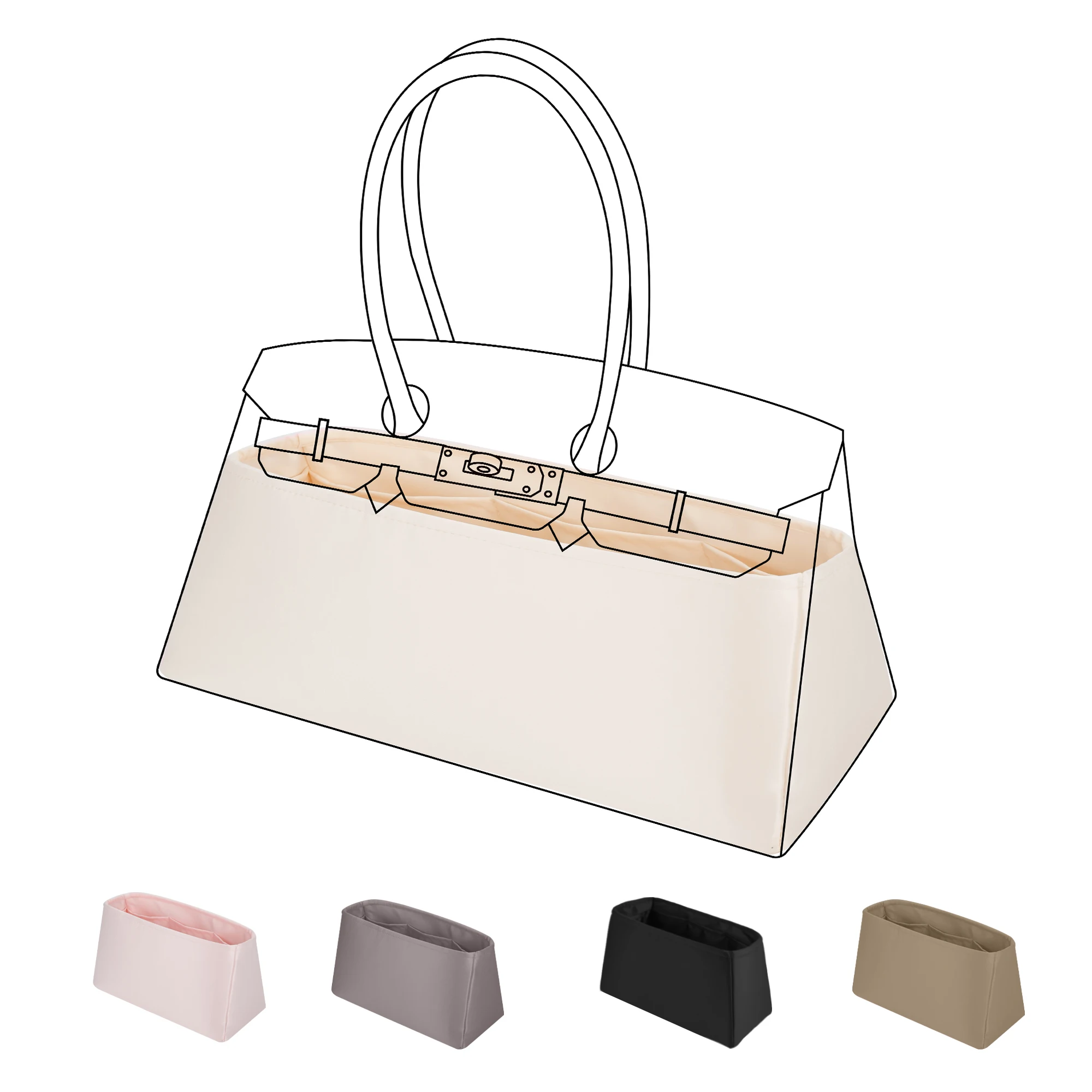 DGAZ Purse Organizer Silky Smooth For ShoulderKelly Bags,Silk,Luxury Handbag Tote in Bag Shapers, Women