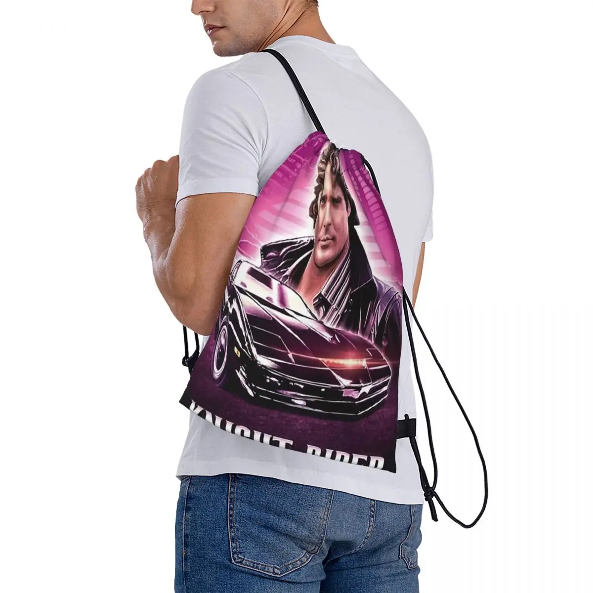 Knight Rider Action Tv Series Backpacks Fashion Drawstring Bundle Pocket Sundries Bag Book Bags for Travel School