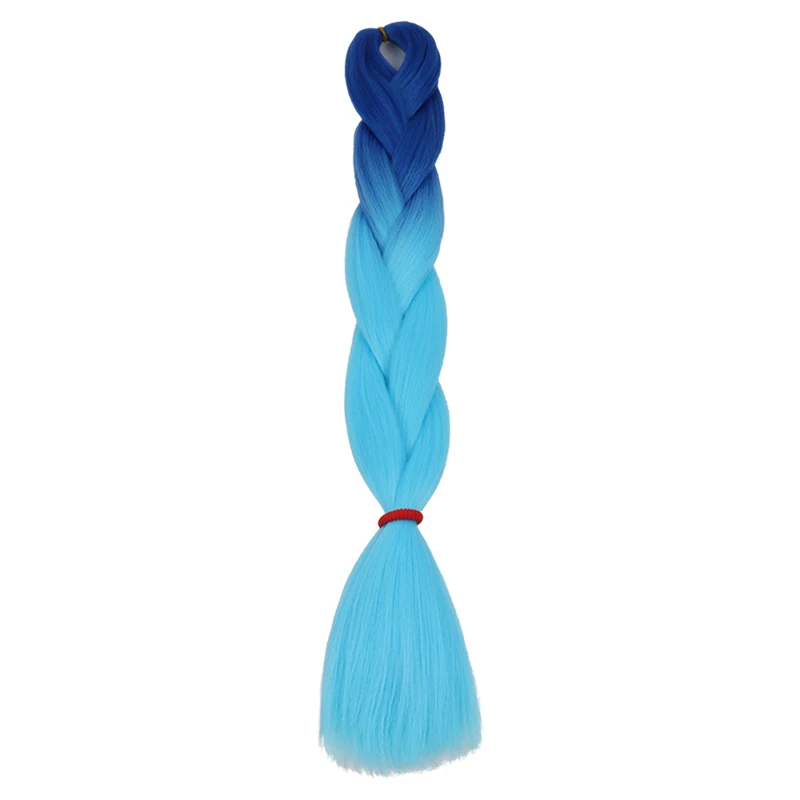 Extensión de cabello trenzado ombré de 24 pulgadas, cabello sintético de Color arcoíris, alta temperatura, trenza de ganchillo Jumbo, 1 unidad