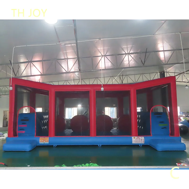 by ship to door, Inflatable Wipeout Bouncer Games, 10x4m commercial Wipe Out Obstacle Course Ball Run Challenge game for sale