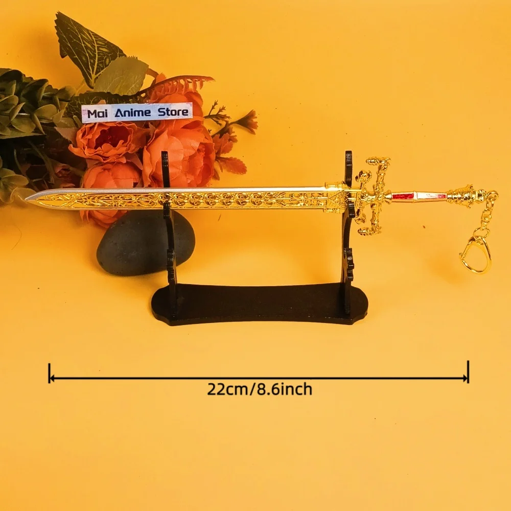 8.6inch Anime Elden Katana Steel Metal Sword Real Japanese Katana Samurai Sword of Night and Flame Ninja Knife Sabre Toy Gift