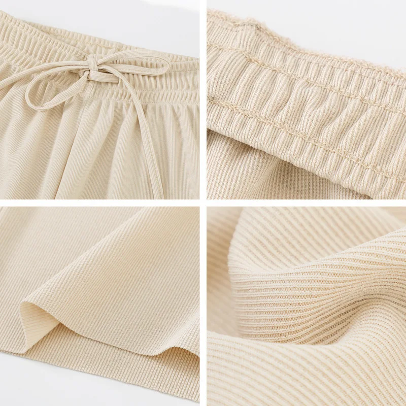 Women Ankle-Length Wide Leg Pants Casual Summer Solid Elastic Waist Loose Ice S… - Image 6