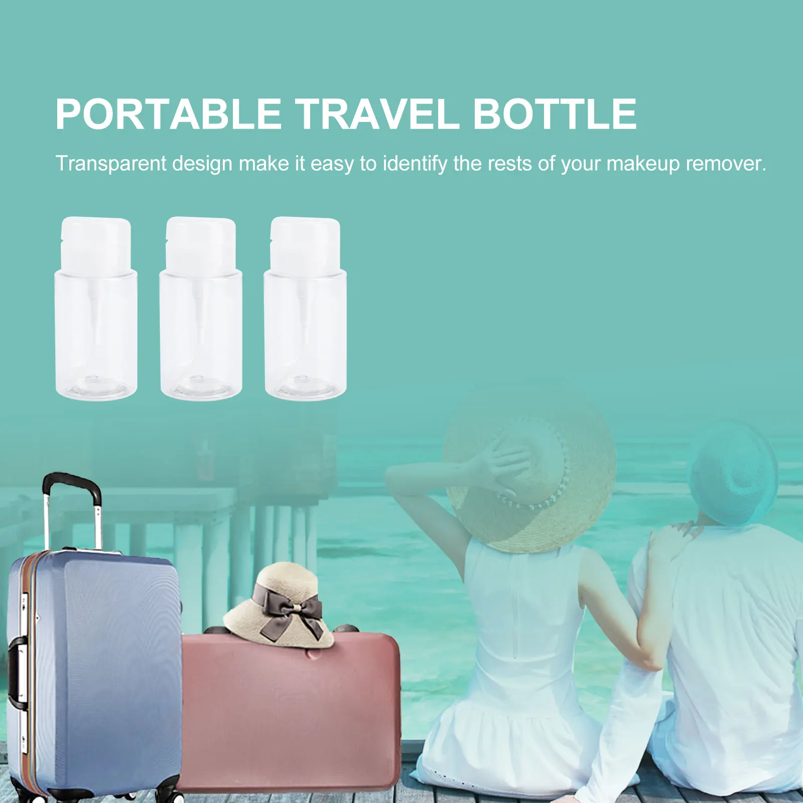 

3Pcs Makeup Remover Bottles Portable Transparent Travel Pump Bottles Durable Dispensing Containers for Home Outdoor Use 160ml