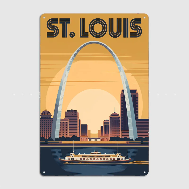 St. Louis Gateway Arch Skyline Metal Custom Sign Living Room Wall Indoor Decor Room Decoration Bedroom Posters Home Decor
