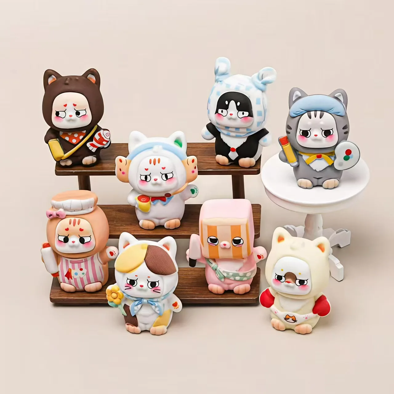 8-teiliges Set Niedliche Katzenfiguren Spielzeug Mini-Figuren Schreibtisch-Dekoration Modell Ornamente Spielzeug für Jungen Mädchen Weihnachtsgeschenke