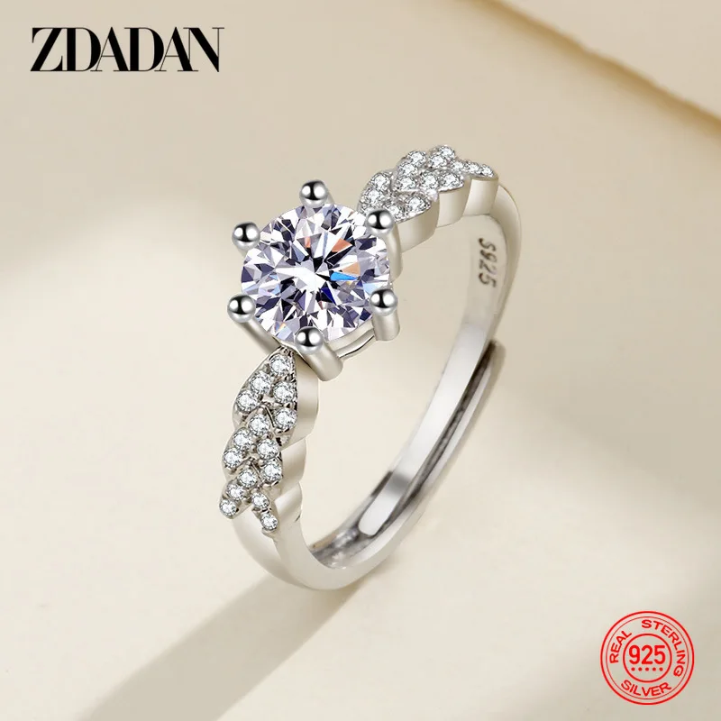 ZDADAN 925 Sterling Silver Moissanite Wheat Rings For Women Fashion Wedding Jewelry