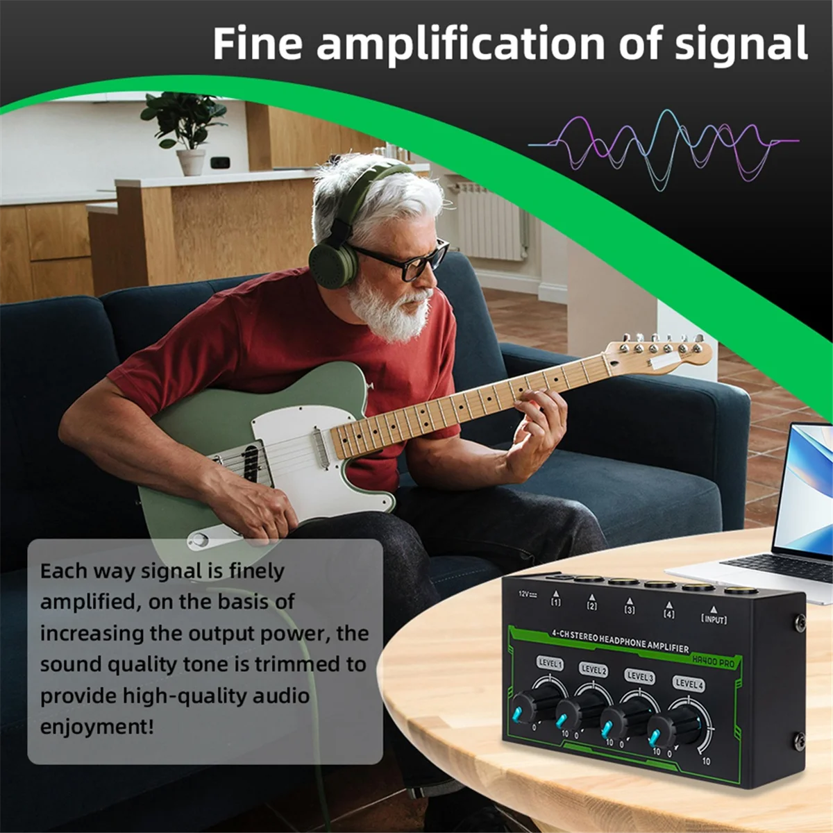 Усилитель для наушников Усилитель для наушников 4-канальный стерео аудиоусилитель Мини-разветвитель для наушников