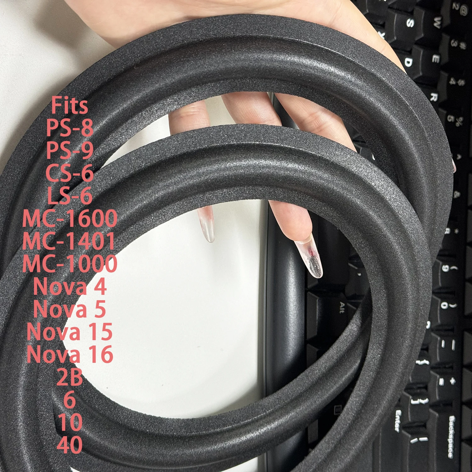 2X Foam Edge Replacement Black Fits ESS PS-8 PS-9 CS-6 LS-6 Realistic Optimus MC-1600 MC1600 MC-1401 MC1401 MC-1000 MC1000