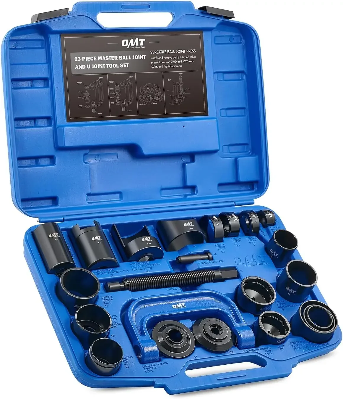 

23pc heavy duty ball joint press kit with sockets & adapters for easy U-joint removal.