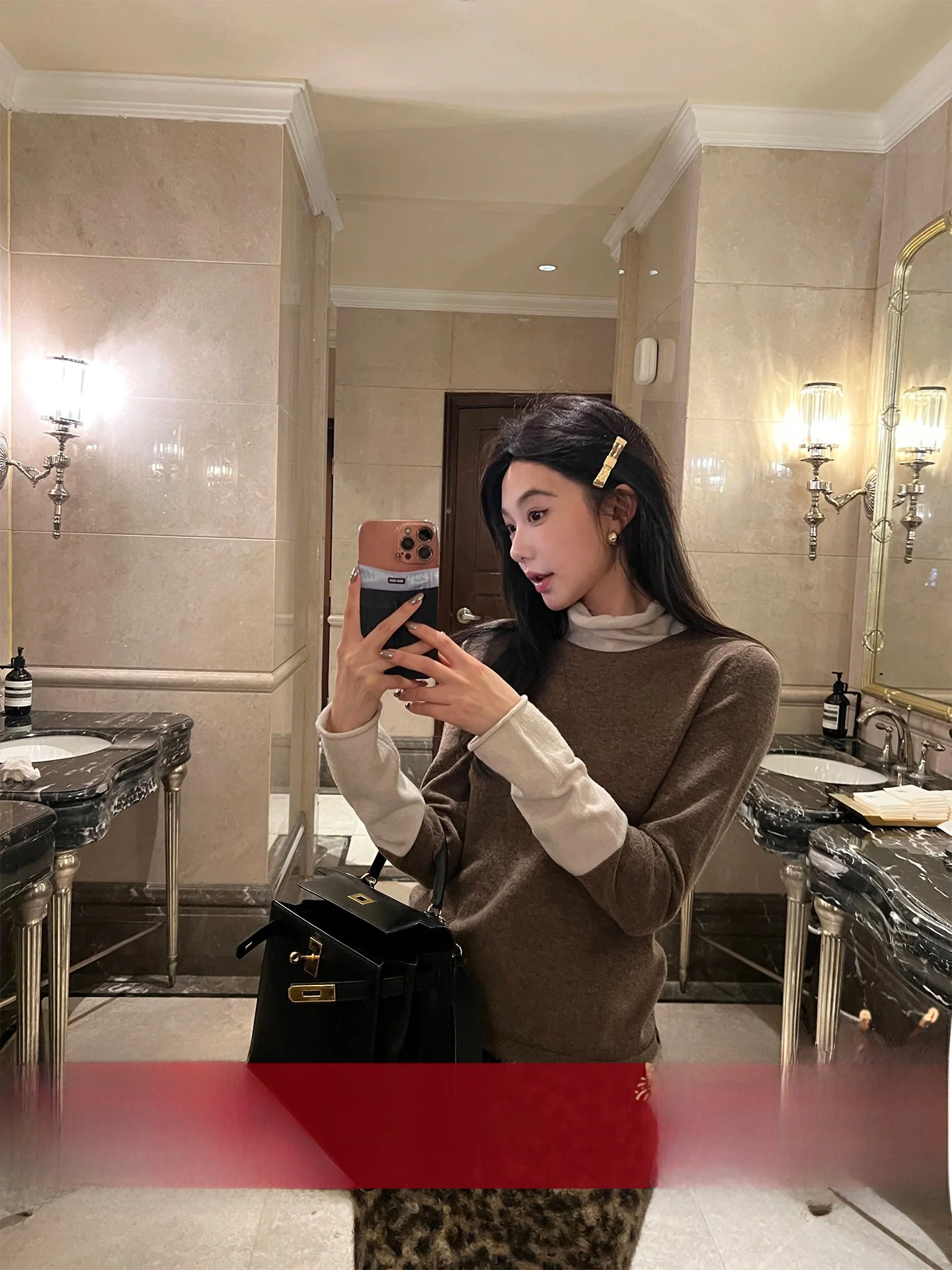 

Ультратонкая шерстяная футболка-имитация двойки от Ouyang, осенне-зимняя, повседневная, свободного кроя, с длинным рукавом, высоким воротником, укороченная