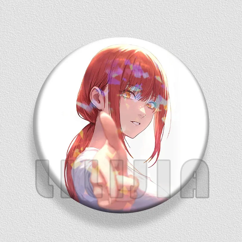 58mm High Quality Round Brooches Denji Pochita Hayakawa Aki Makima Figure Badge Personality Pin Collar Figurine Collectible