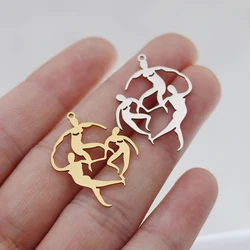 3pcs diy Accessories Geometry Human Hand in Hand Unity Stainless Steel Charms for Jewelry Making Necklace Bracelets Pendant Bulk
